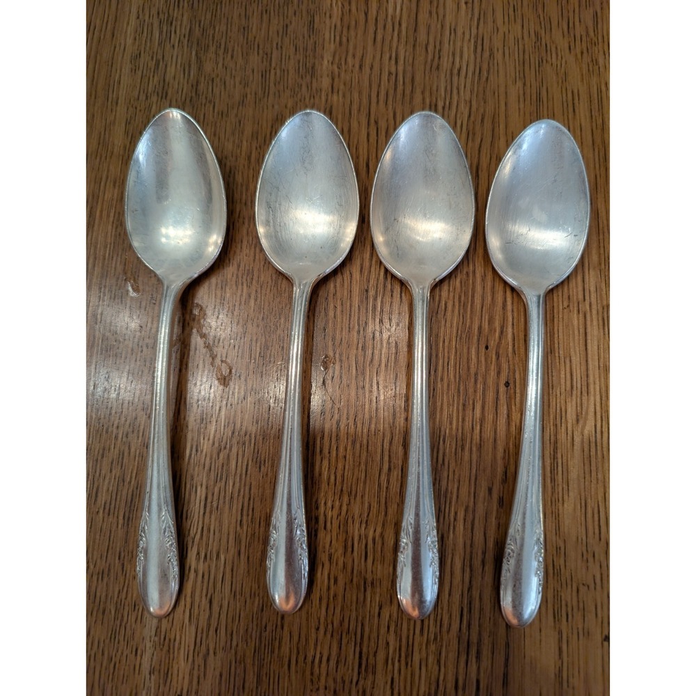 Alvin Fashion Lane 1940 Silver Plate Oval Soup Spoons Set of 4